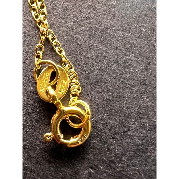 Signed FZN gold over Sterling CZ halo pendant and chain necklace - Picture 4 of 9